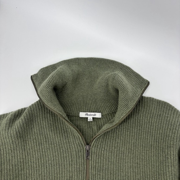 Madewell Glenbrook Half Zip Pullover Sweater Green Merino Wool Size Medium - Picture 3 of 7